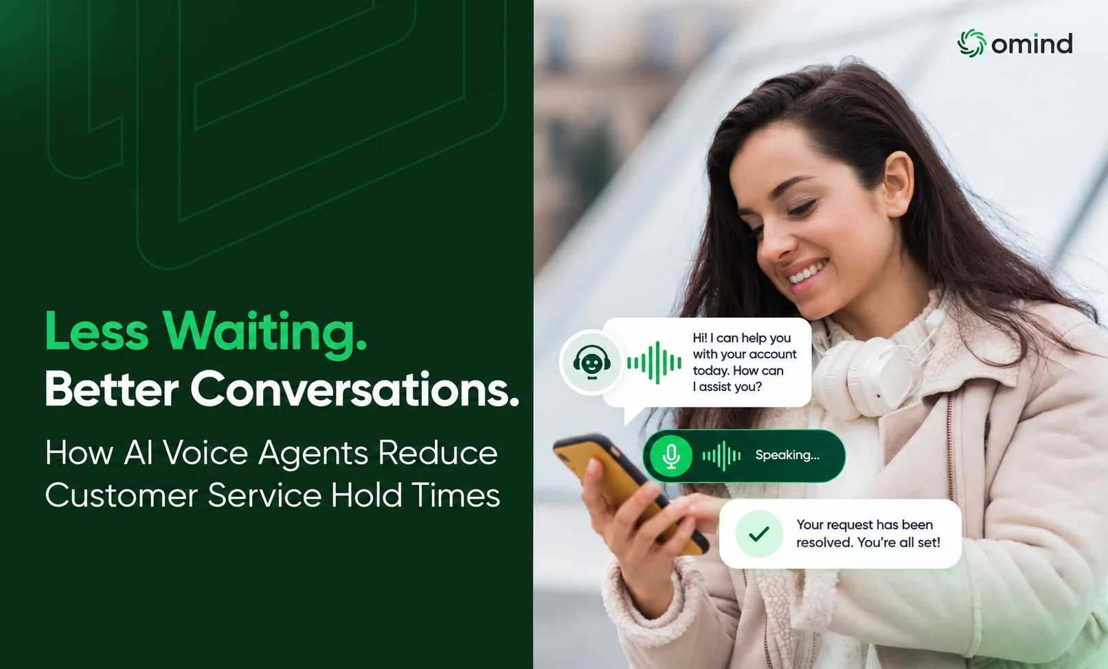 AI voice agent helping a customer reduce hold times through automated customer service and faster issue resolution.